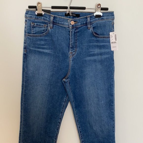 J Brand Women Ruby High-Rise Cropped Cigarette Medium Wash Denim Jeans Size 10 - Picture 4 of 12